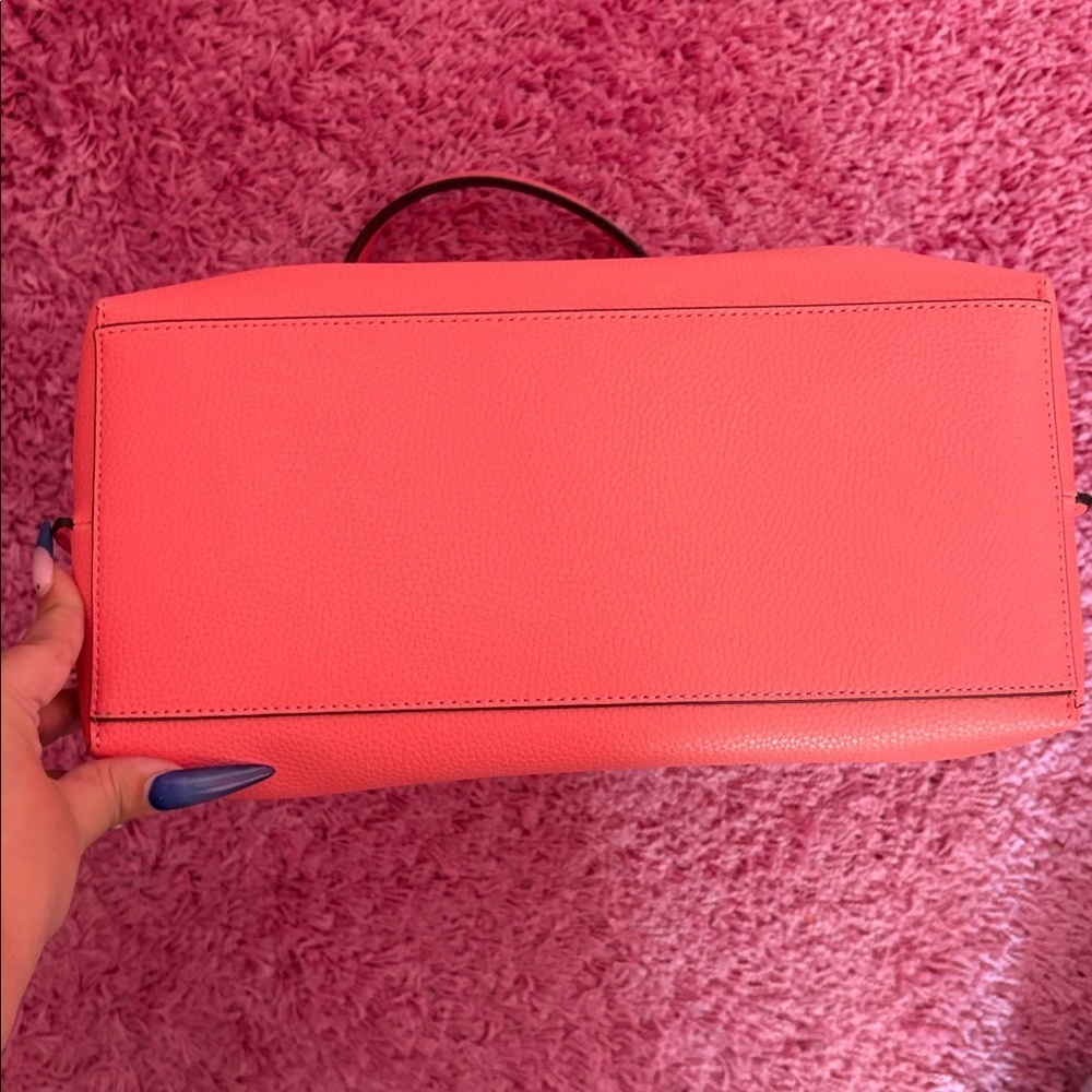 Michael Kors Emilia Large Pebbled Leather Tote Bag Coral Orange - Picture 5 of 6